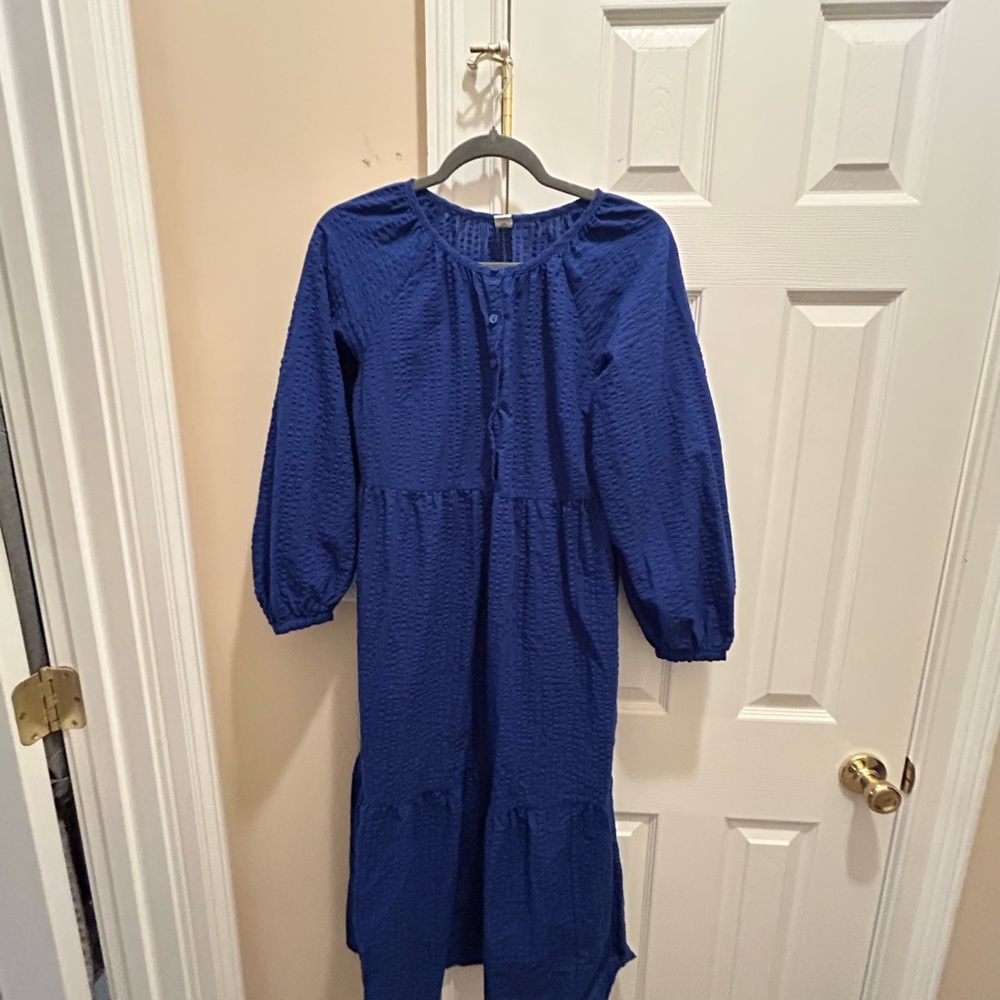 Old Navy Long Sleeve Tiered Dress in Royal Blue